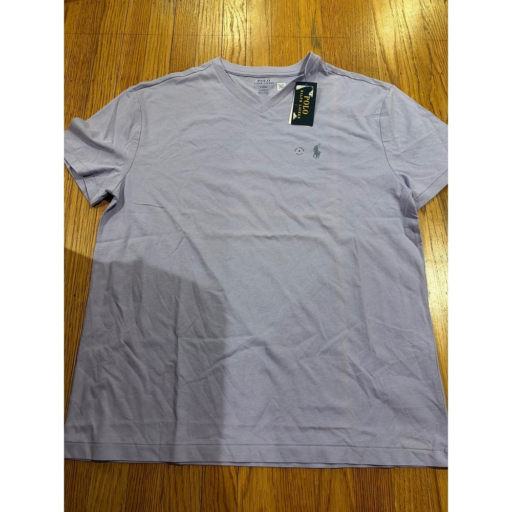 Polo Ralph Lauren Mens Classic Fit V-Neck T-Shirt Lavender Purple Size M NWT